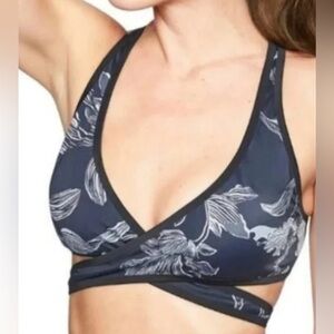 Athleta Dark Blue Floral Bikini Top